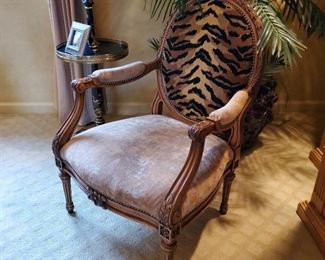 Tiger print side chair - 40" tall x 26" wide x 22" deep
