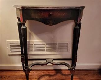 Small detailed side table - 33" tall x 29.5" wide x 13.5 deep