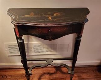 Small detailed side table - 33" tall x 29.5" wide x 13.5 deep