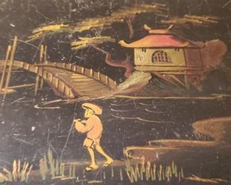  Small detailed side table - 33" tall x 29.5" wide x 13.5 deep