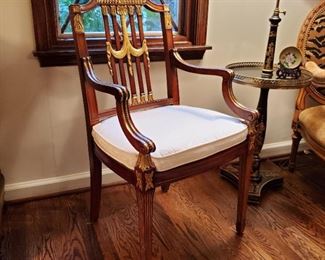 Wood side chair with gold detailing - 