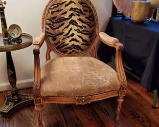 Tiger striped chair - 40" tall x 26" wide x 22" deep