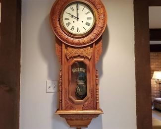 Large size carved wood wall clock - 56" long x 21" wide x 7" deep