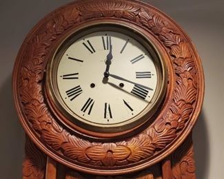 Large size carved wood wall clock - 56" long x 21" wide x 7" deep