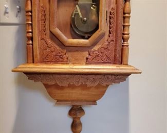 Large size carved wood wall clock - 56" long x 21" wide x 7" deep