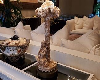 Palm tree with figure lamps - 30" high x 12" wide