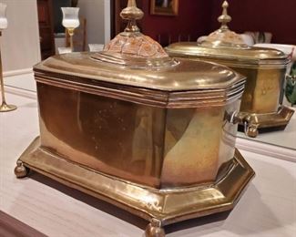 Turtle shell topped brass box - 14" tall x 17" wide x 12" deep
