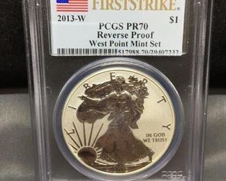 PCGS Graded 2013-W United States 1 Ounce .999 Fine Silver Reverse Proof Silver Bullion Coin - PR 70