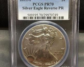 PCGS Graded 2011-P United States 1 Ounce .999 Fine Silver Reverse Proof Silver Bullion - PR 70