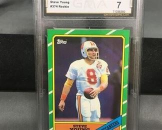 GMA Graded 1986 Topps #374 STEVE YOUNG 49ers ROOKIE Football Card - NM 7