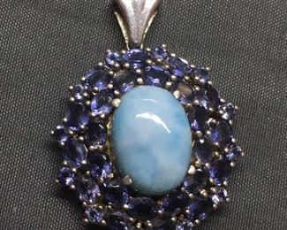 AMAZING Gemstone Lined Flashy Sterling Silver Pendant