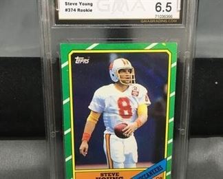 GMA Graded 1986 Topps #374 STEVE YOUNG Bucs 49ers ROOKIE Football Card - EX-NM+ 6.5