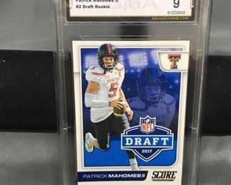 GMA Graded 2017 Score NFL Draft #2 PATRICK MAHOMES II Chiefs ROOKIE Football Card - MINT 9