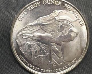 1 Troy Ounce .999 Fine Silver NW Territorial Mint Silver Bullion Round Coin