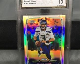 GMA Graded 2014 Topps Chrome Refractor RUSSELL WILSON Seahawks ROOKIE Football Card - GEM MINT 10