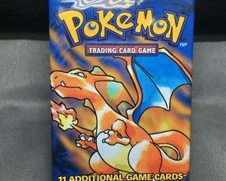Sealed Pokémon Base Set Unlimited 11 Card Booster Pack - Charizard Art - 20.8 Grams