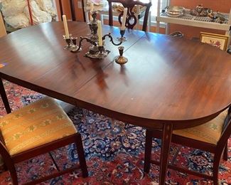 #2.Federal Style Dining Table w/3 Leaves and protective pads, 64” x 42”w     $450