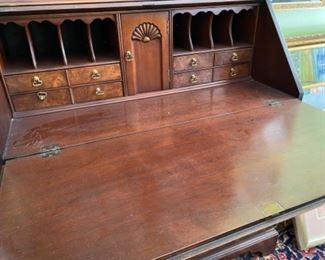 #49Burled Mahogany Desk by Hickory, 80"h x 18.5"d $495