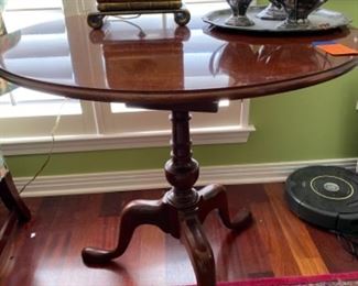 #52Round Tilt Top Pedestal Mahogany Table, 30"w x 29"h  $165