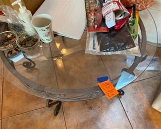 #96a Iron & Glass Table, 32"diameter  $50