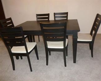 Contemporary Table & chairs..very heavy, solid wood, with leaf