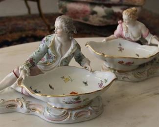 22. $350.00.
Dresden style porcelain sweet meat servers
7.5” X 11.5” X 7”
