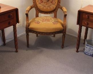 48. a 100.00. (L)Drop leaf side/work table
48.b. 100.00. (Rt) Drop leaf side/work table
On Cherry wood. Spool turned legs. 28” X 19” X 16”