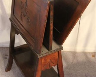 53. $125.00 Eastlake style Folding Magazine table 32” X 16.5” X 11.5” chains need reattached
