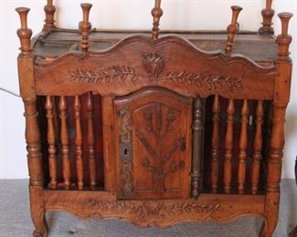 58. $1.200.00.  Panetiere Bread Cabinet.  Walnut.  Early 1800's.  35” X 33” X 16” 
