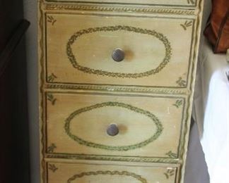 64. 100.00. Chippy lingerie dresser / cabinet 44.5” X 17” X 16” some chips to cabinet.