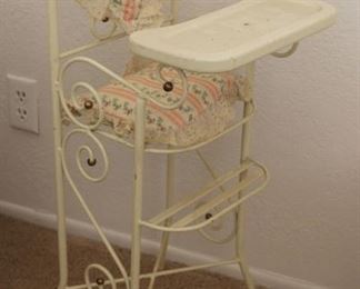 90. $60.00. Metal Doll high chair 31” X 12” X 12”