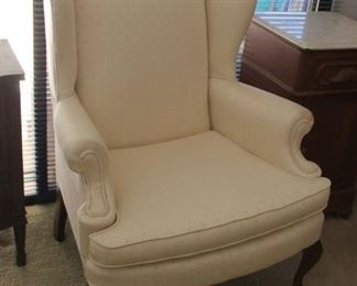 96. $150.00. Cream wing back chair 43” X 30” X 28”