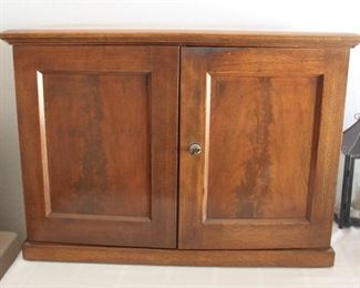 97. $500.00. Collectors Cabinet. English. Circa 1900. Locks and have the original keys. 20” X 27.5” 14.5”