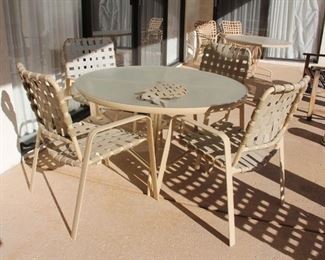 100 . $150.00. Patio table with 4 chairs table 27.5” X 48” chairs 35” X 25” X 23”