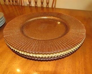 $14.00, 4 Glitter Glass chargers Excellent