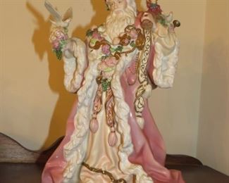 $30.00, Pink + Gold Father Christmas Figurine by Alejandro Lemus Franklin Mint