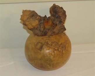 $50.00, Signed Box Elder Wood Carving Vessel