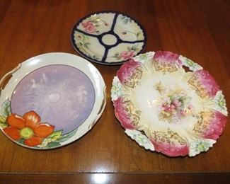 $10.00, 3 painted plates, Nippon, Bavaria 10/12"