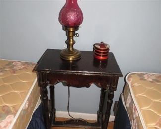 Ruby lamp and table