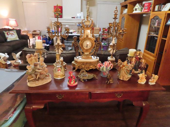 Nice collection of Antique clocks -  Collection of Angels - 2 Drawer Mahogany Desk