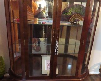 Antique early 1900's China Cabinet - Curved Glass on Sides