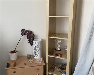 five tier bookshelf and nightstand