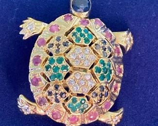 Jewel Encrusted Turtle Broach