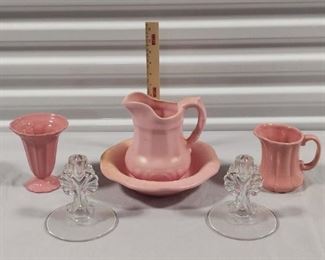 Ceramic Glass Decor in Clear Pink