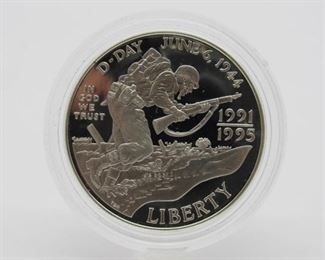 Yr: 1995-W
Denomination $1 Silver Commem D-Day
Series: Proof
Located in: Chattanooga, TN
**Sold as is where is**