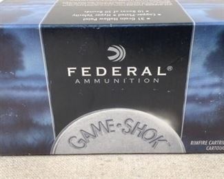 Mfg - (500) Federal
Model - .22 LR ammo
This lot contains one 500 round box of Federal .22 LR Game Shock Hyper Velocity ammunition. 31 grain copper plated hollow point.