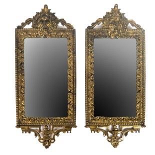 0035 Pair Allegorical Gilt Bronze Mirrors