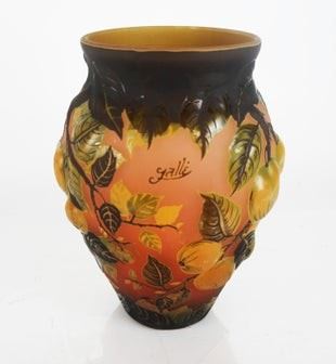 0248 GALLE Molded Brown Apple Vase