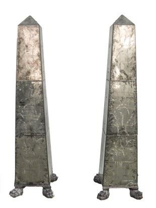 0313 Pair Serge RocheManner Mirrored Obelisks