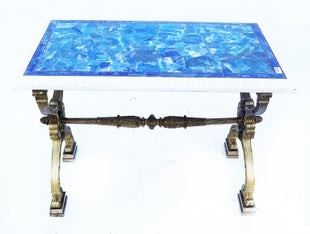 0332 Russian Gilt Bronze And Stone Center Table
